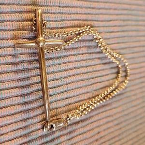 Double Chain Sterling Cross Bracelet